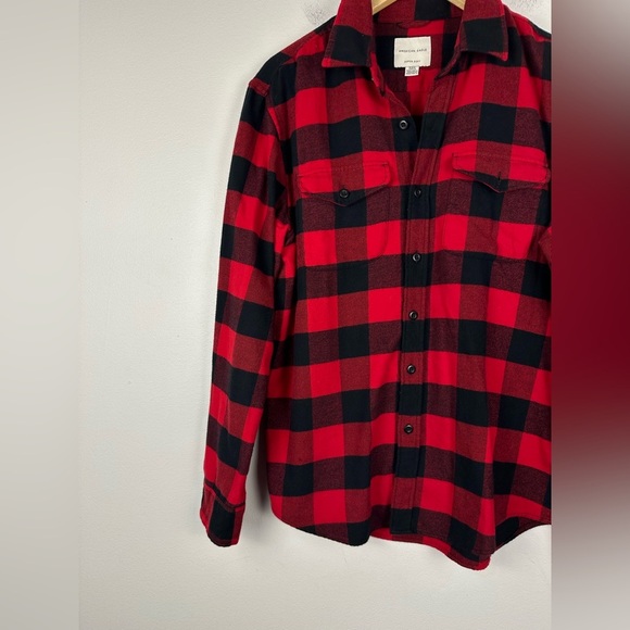 American Eagle Red Buffalo Check Cotton Soft Flannel Long Sleeve Men’s Sz M - Picture 2 of 7